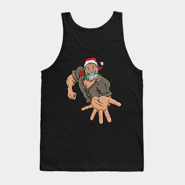 Topless Macho Santa Claus Christmas Funny Gift Tank Top by TellingTales